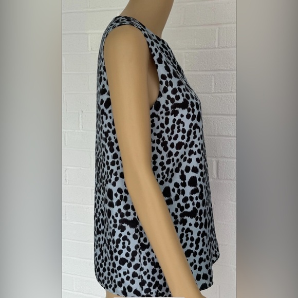 New Theory Silk Leopard Print Slate Blue Sleeveless Blouse Size S New With Tags - Picture 3 of 13